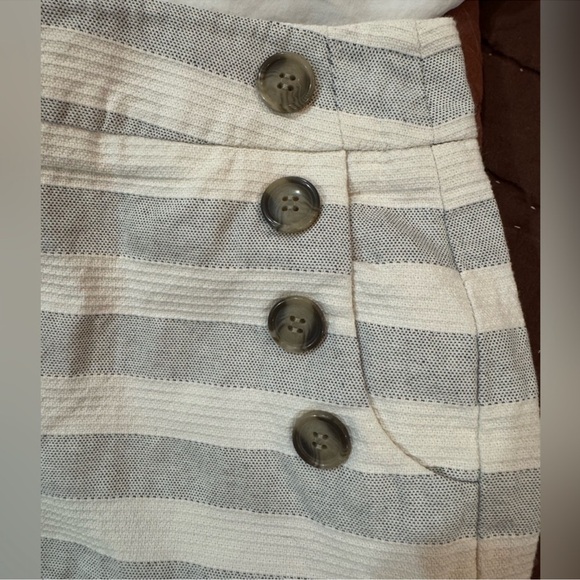 LOFT Ann Taylor Petite Nautical Striped Sailor Skirt Button Front Women 6P - Picture 3 of 5